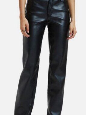 Good American Women's Black Faux Leather Good Icon Pants Size 12